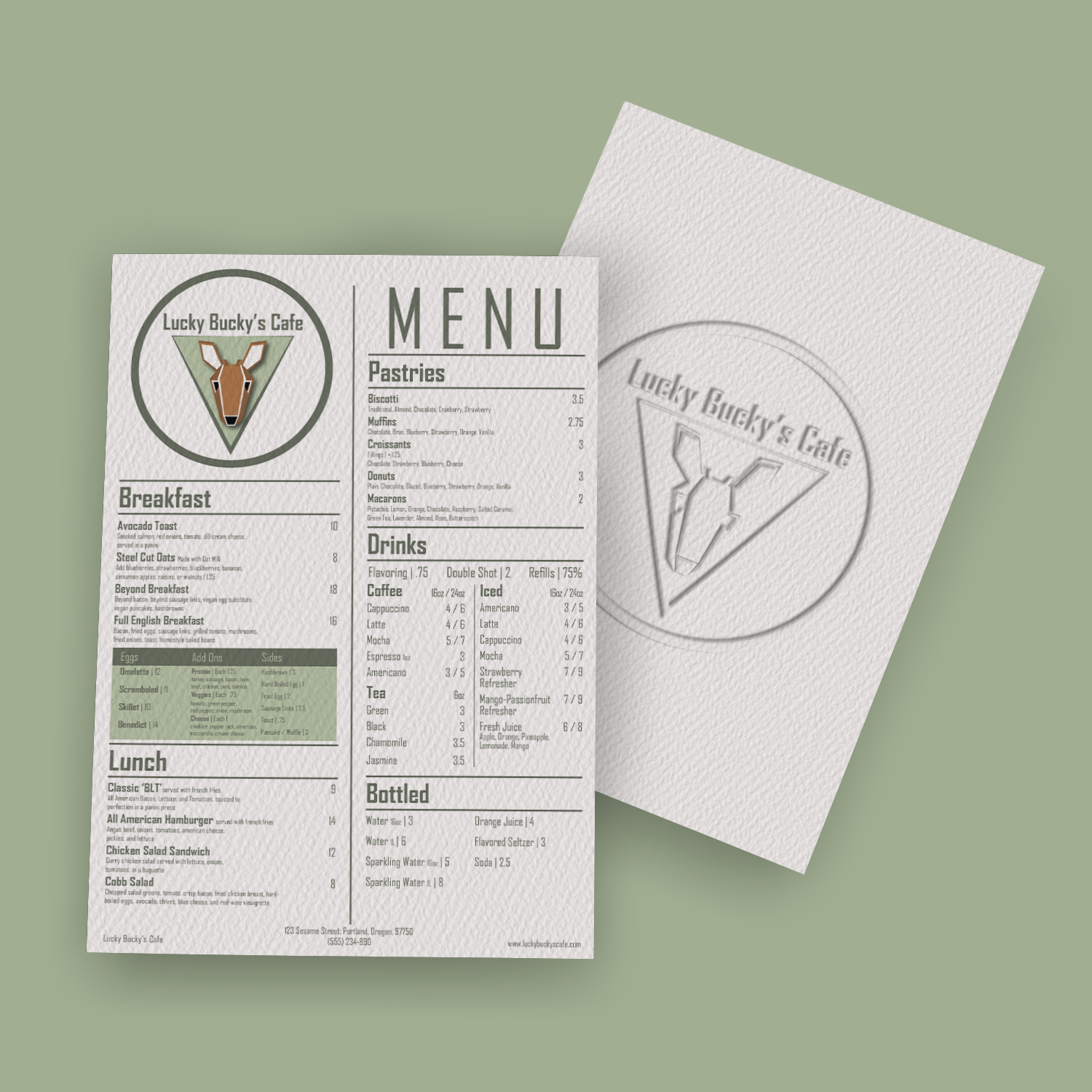 Lucky Bucky's Cafe Menu